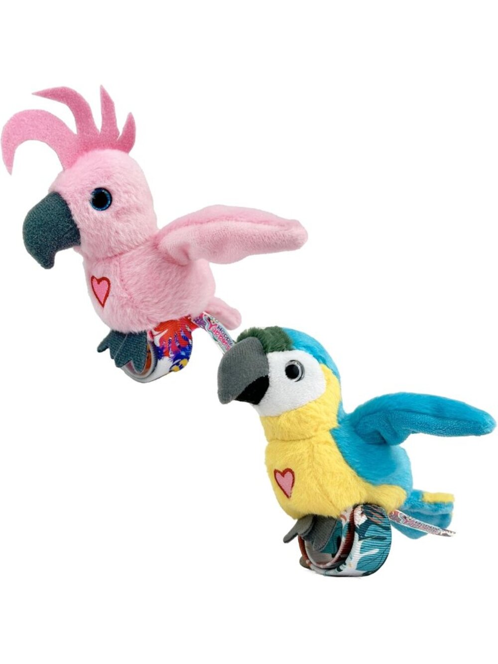 2 Pack Interactive Slap Bracelets - Cockatoo & Blue Parrot Bird Toys